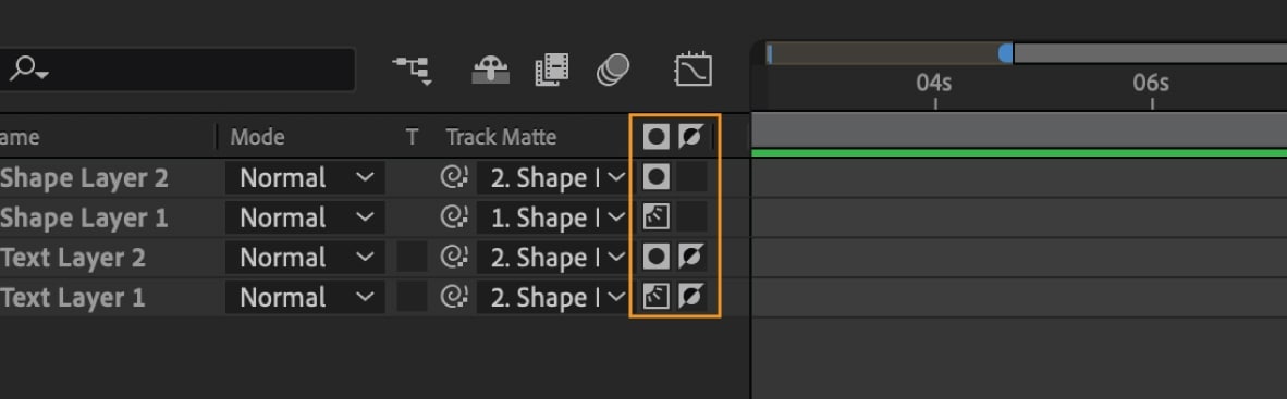 use switches to add track matte