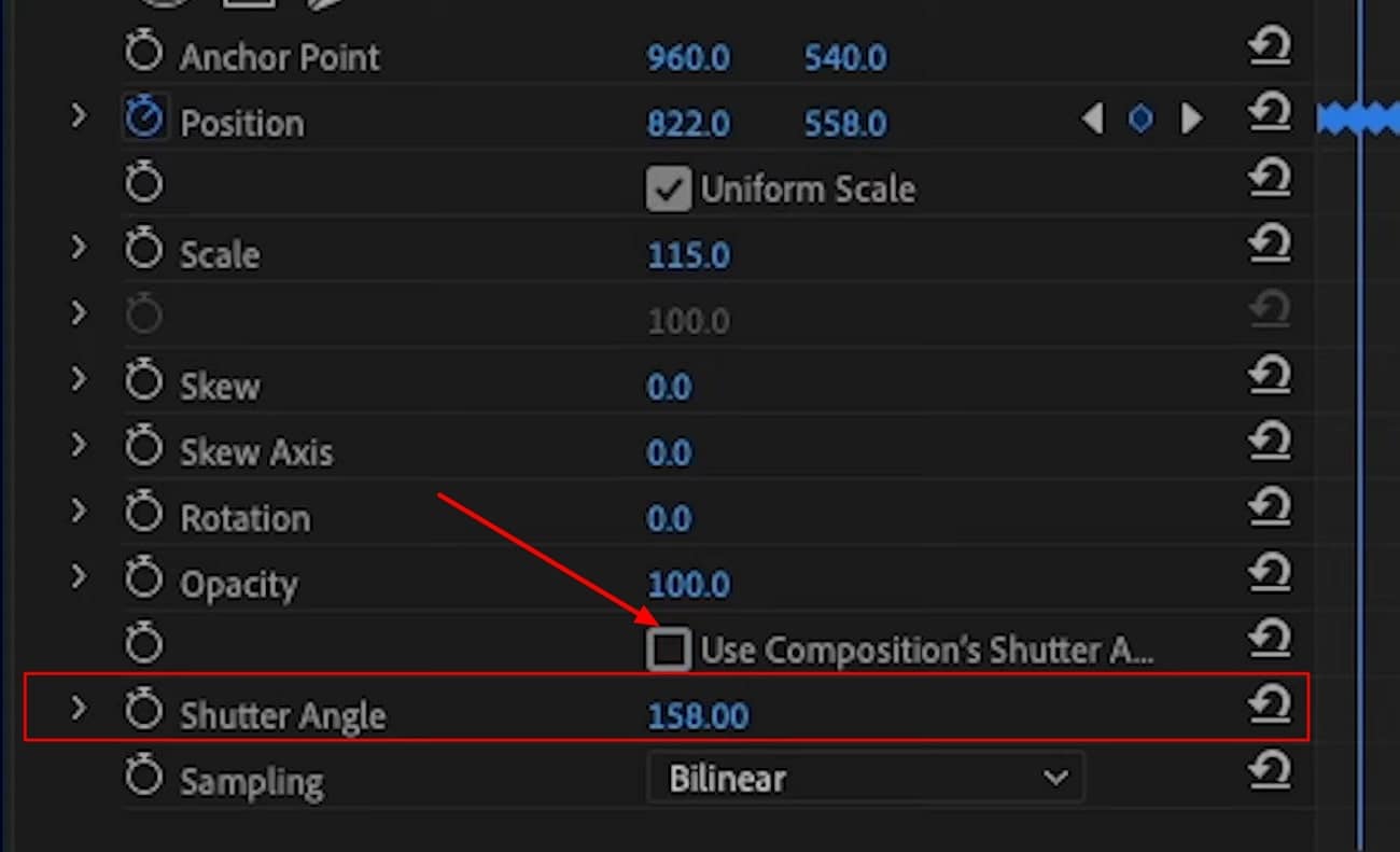 régler l'angle d'obturation