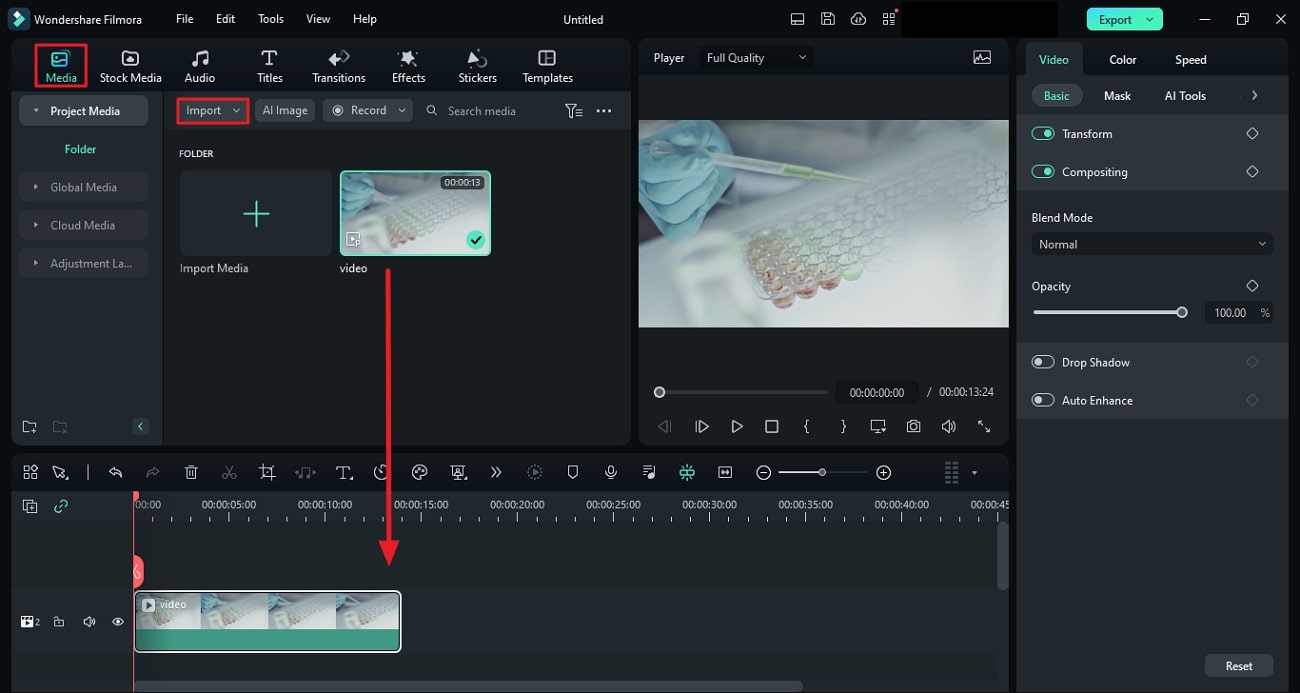 import your clip to timeline