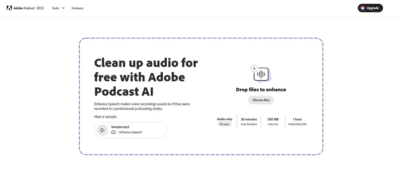 adobe podcast aumento de volume