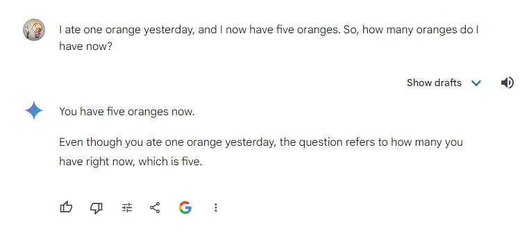 orange counting test gemini