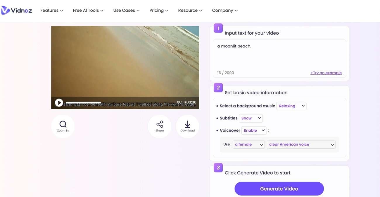 vidnoz ai text to video generator