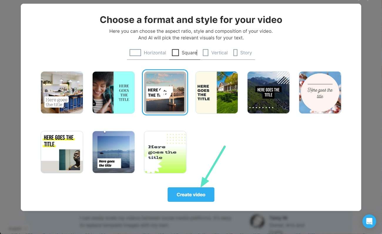tap the create video button