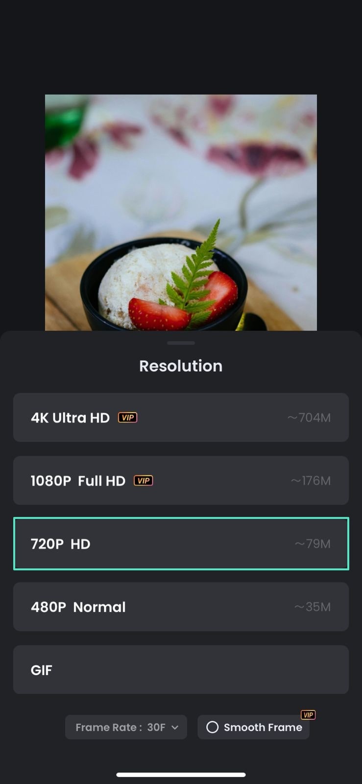 select the video resolution