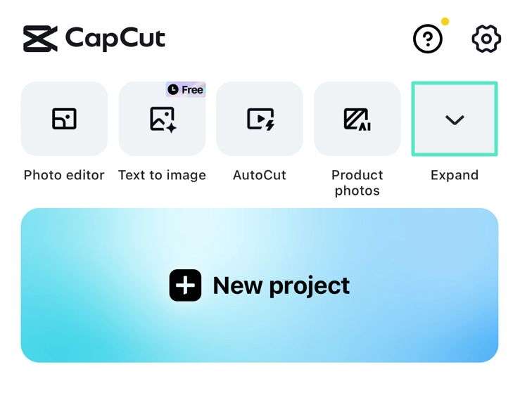  قسم خيار التوسيع في إصدار CapCut للهواتف الذكية