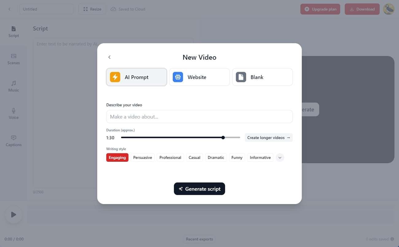 Gerador de texto para vídeo - VideoGen.io