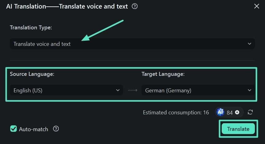 Ajuste as configurações para otimizar a tradução