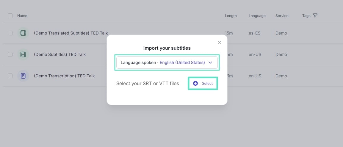 set language and add file