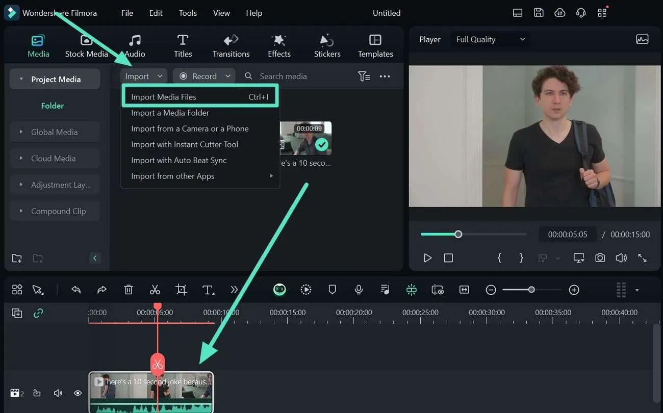 import video and add to timeline 