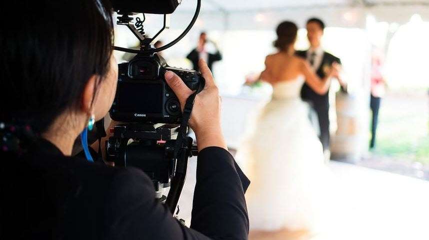 cinematic shot taking in wedding