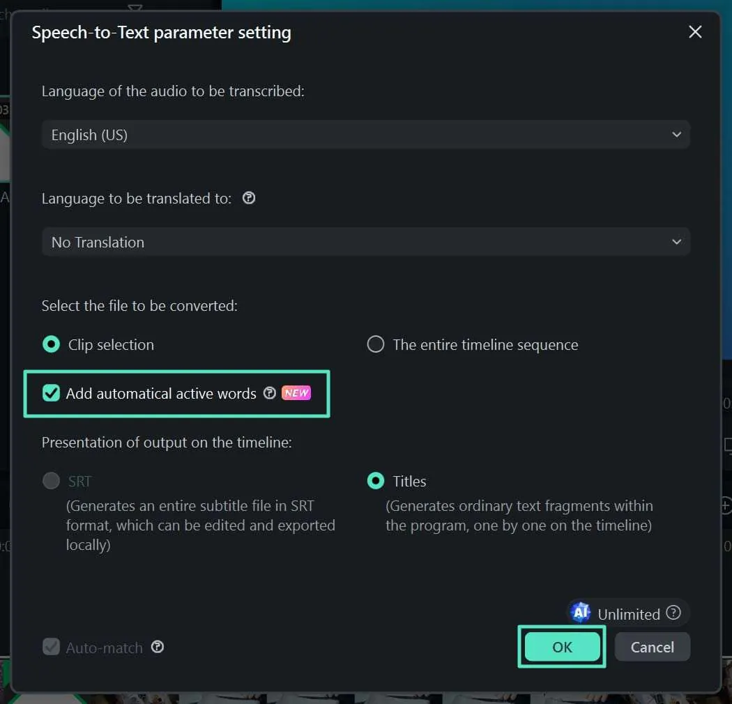 modify parameter settings