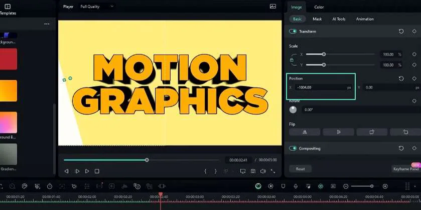 animating light sweep layer in filmora