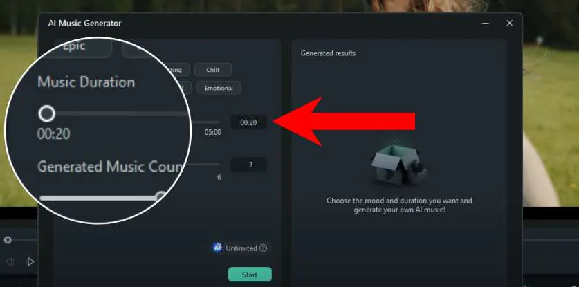 ai music duration in filmora