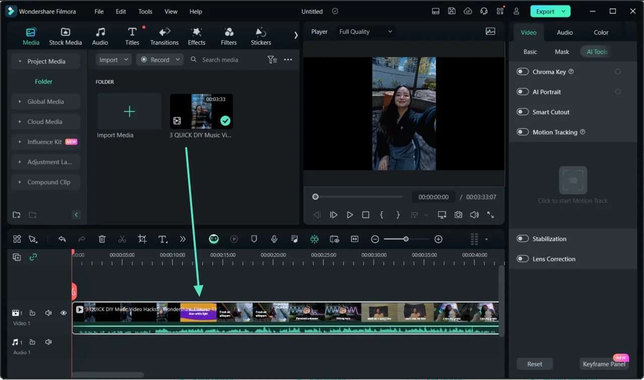 drag video file to timeline