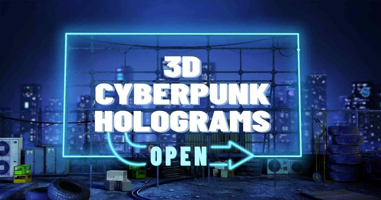 pacote de recursos de hologramas cyberpunk 3d