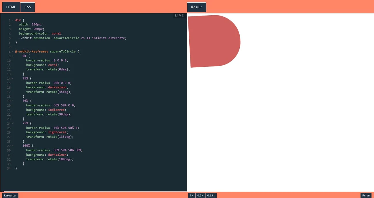 rotating shapes css pop up animation