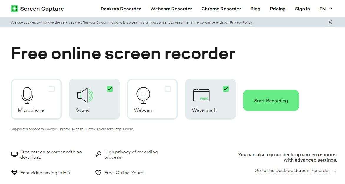 record your webcam with the screen capture