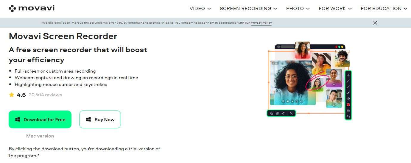 record a webcam with movavi screen recorder