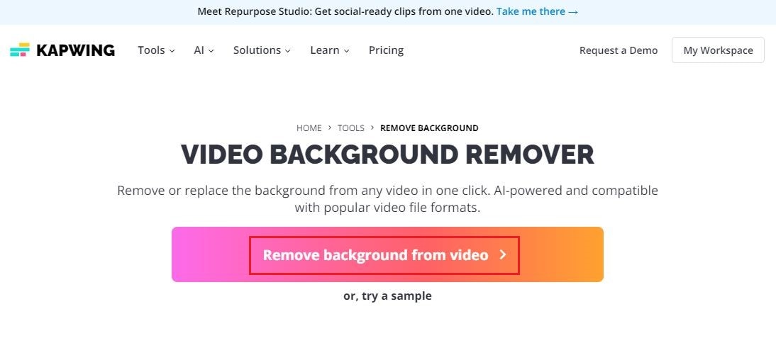 Escolha a opção para remover fundo do vídeo