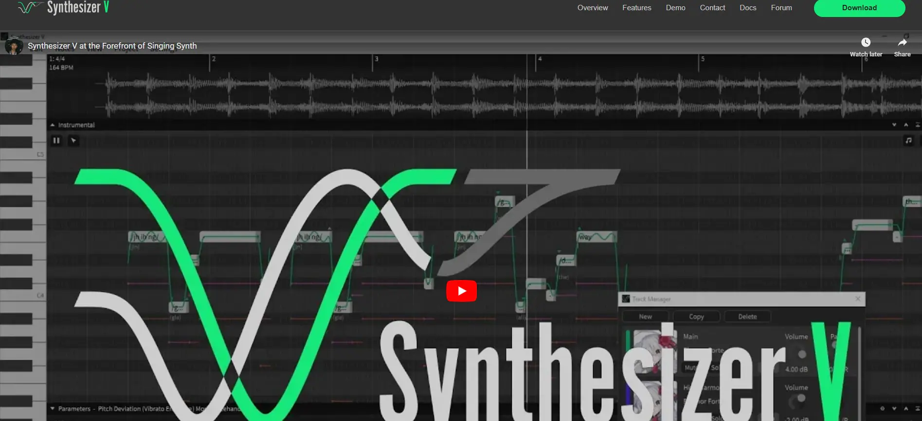 página de inicio de synthesizer v