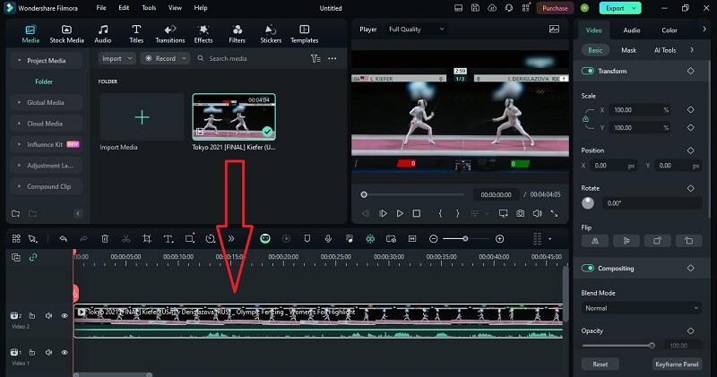 arrastra y suelta tus videos en la línea de tiempo de edición