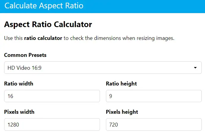 calculate aspect ratio main window