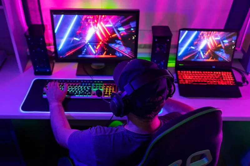 gamer streaming with nice set up