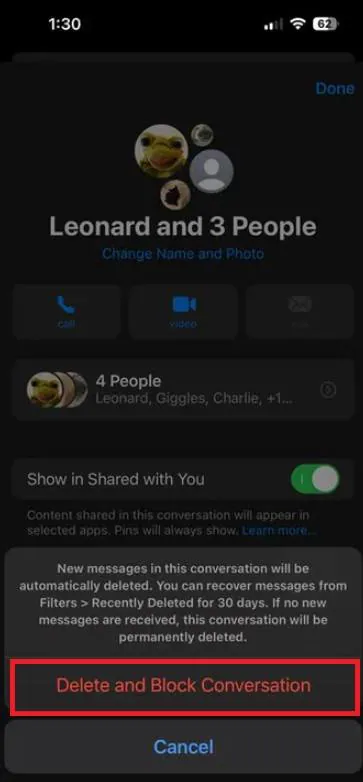 bloquer et faire taire les textes de groupe sur iPhone 