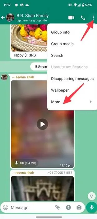 whatsapp message settings 