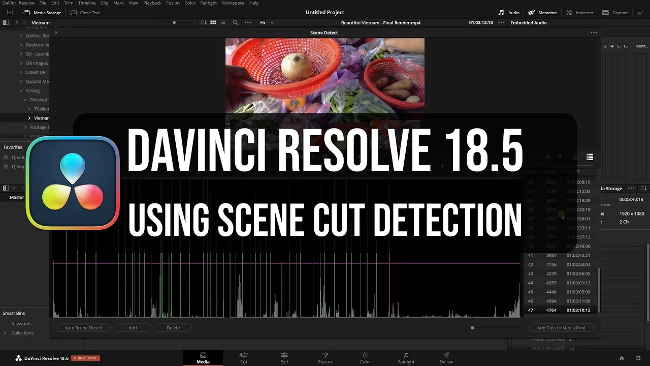 davinci resolve scene cut detection feature