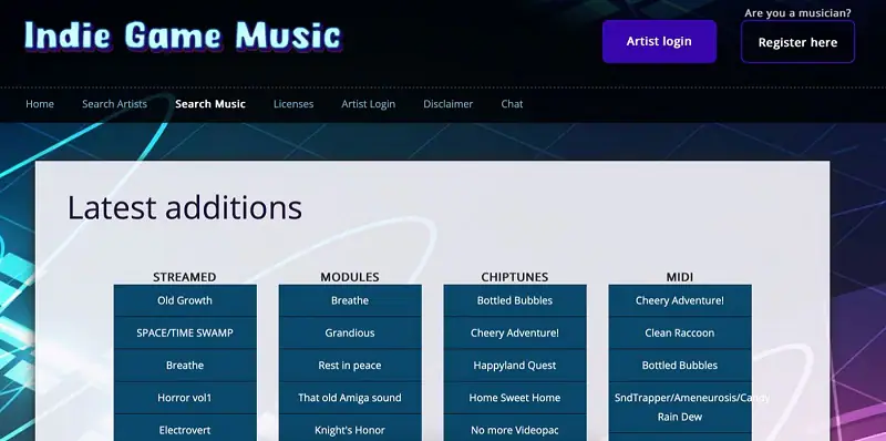 indie game music interface