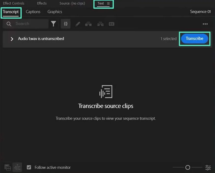 transcribe using ai premiere pro