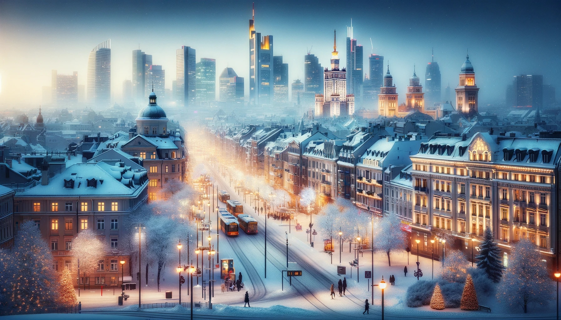 خلفية لشكل المدينة في الشتاء