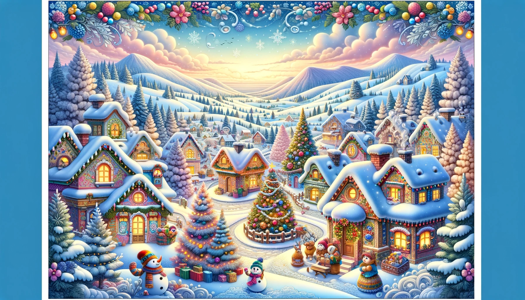 خلفية شاشة لمشهد رسوم متحركة لأجواء الشتاء