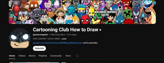 cartooning club how to draw channel