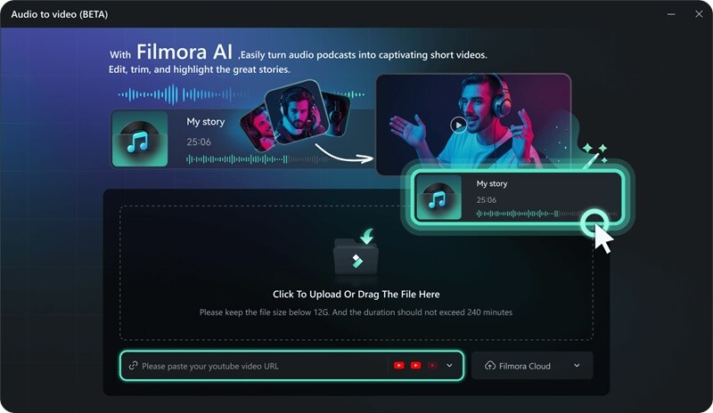 filmora ai audio to video feature