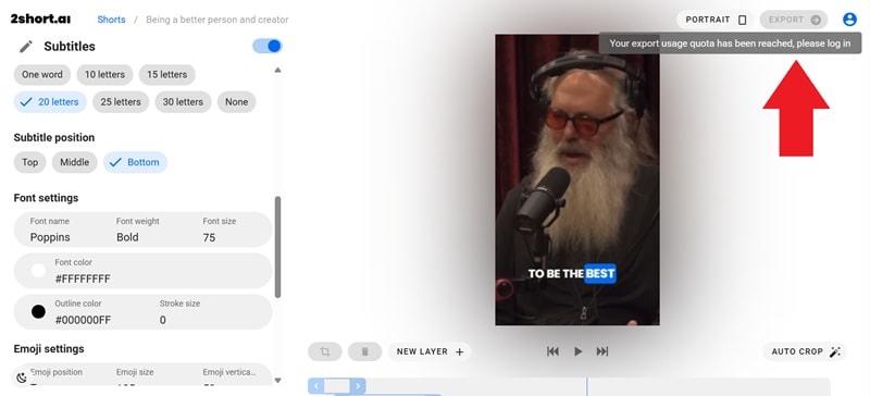 export not available until signing in