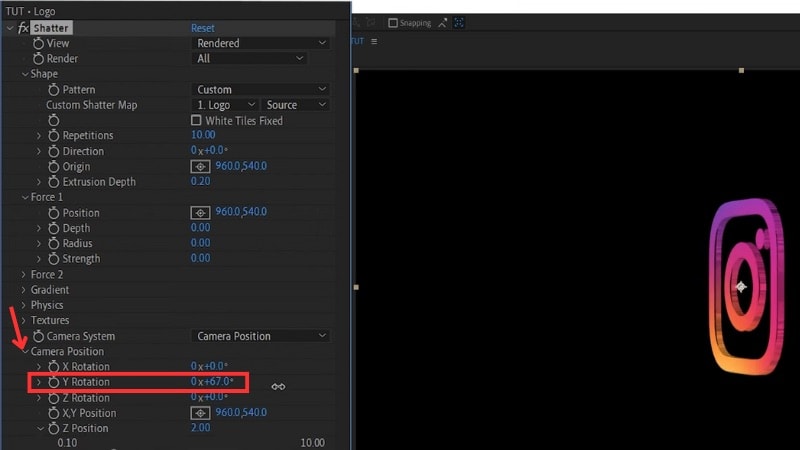 increase the y rotation value