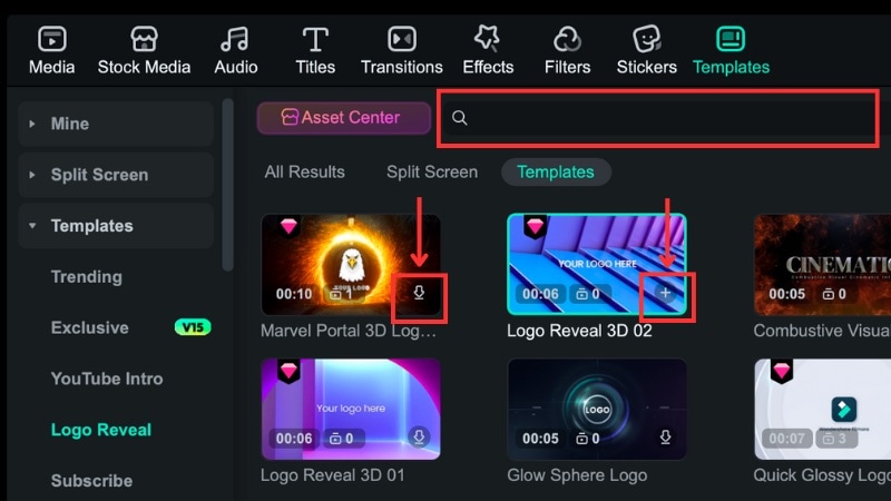download and insert the template into timeline