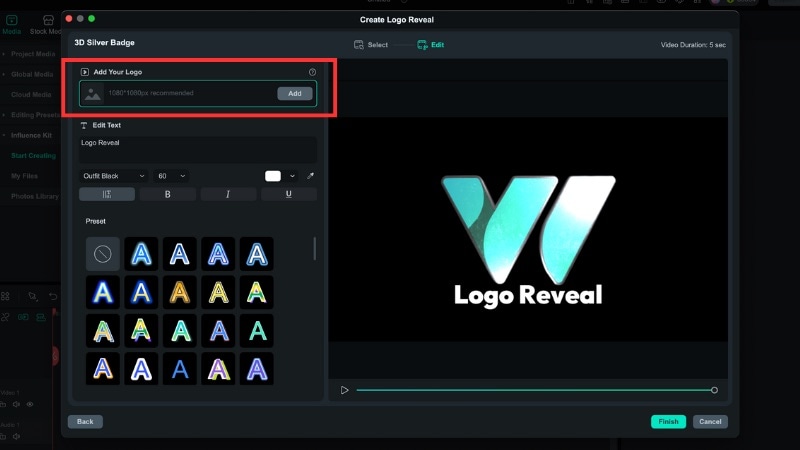 upload your logo to filmora
