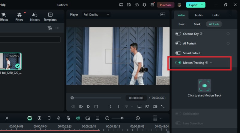 access the motion tracking tool