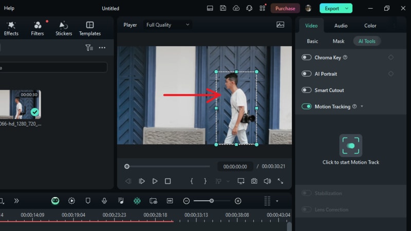 drop the element above the tracked clip