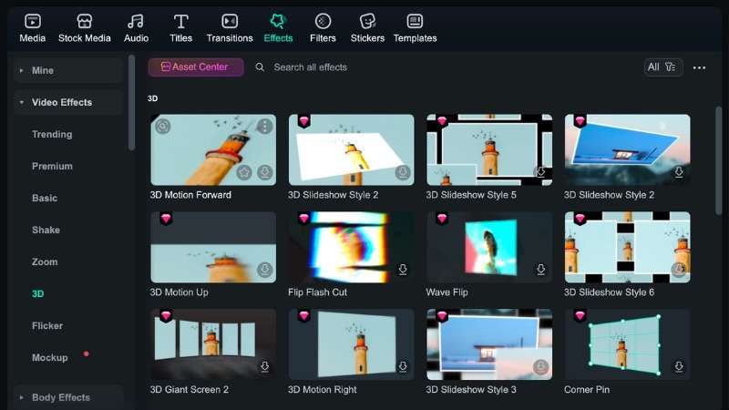 Comment accéder aux effets 3D de Filmora