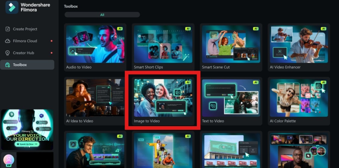 select the image-to-video tool