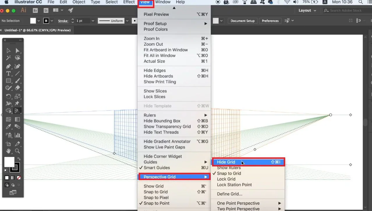 hiding the perspective grid in illustrator 