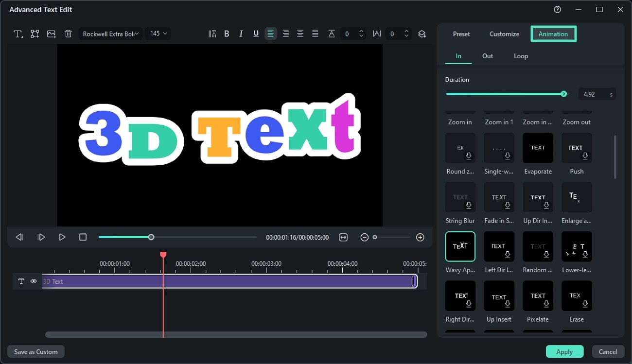 navigate to animate section