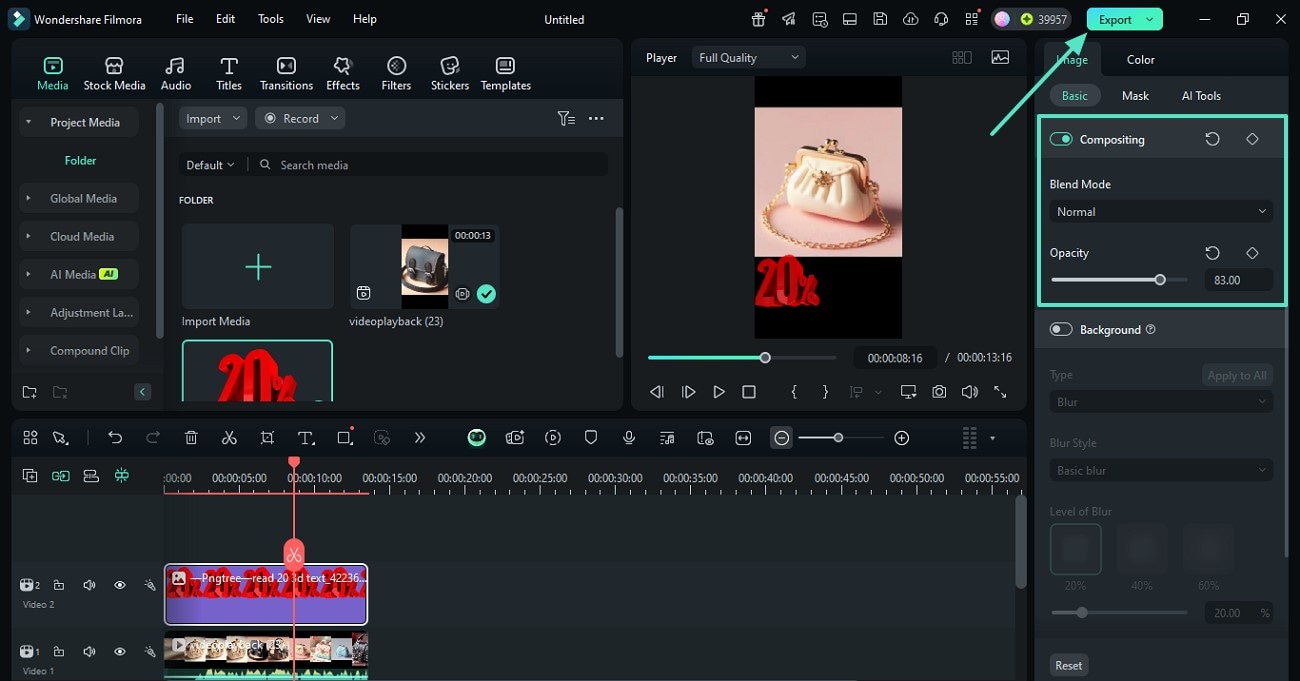 adjust properties and export