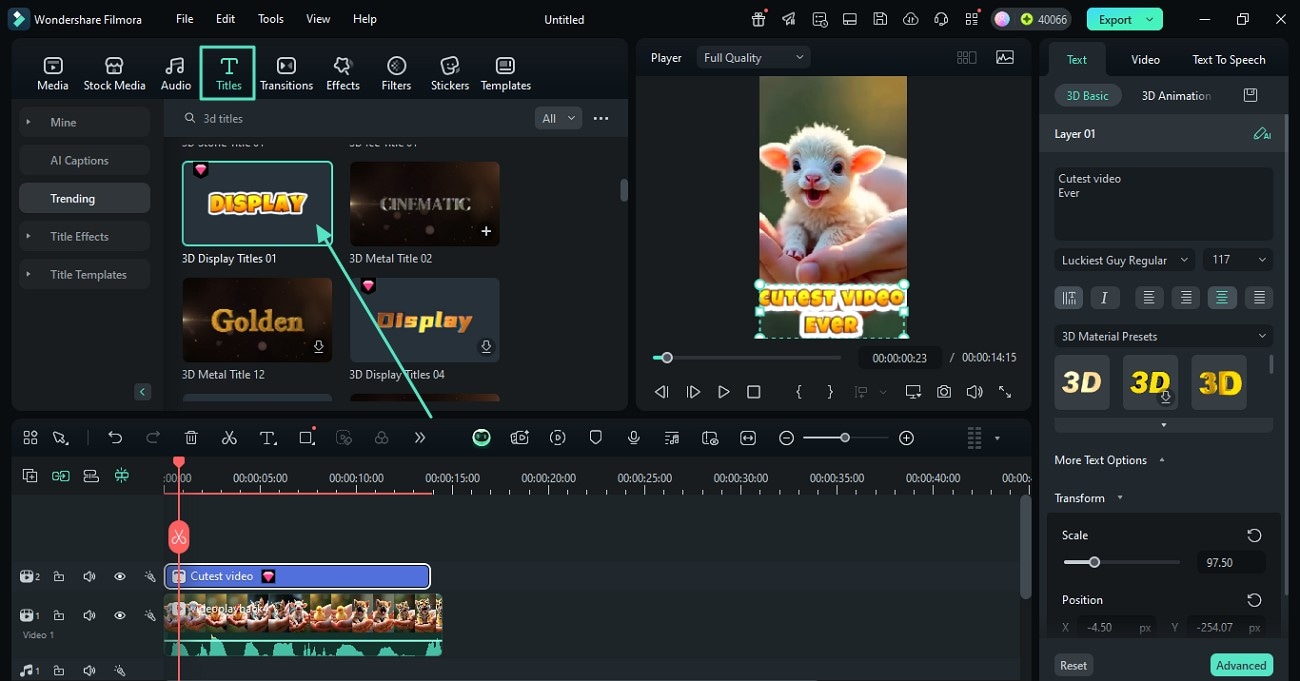 add 3d titles to video
