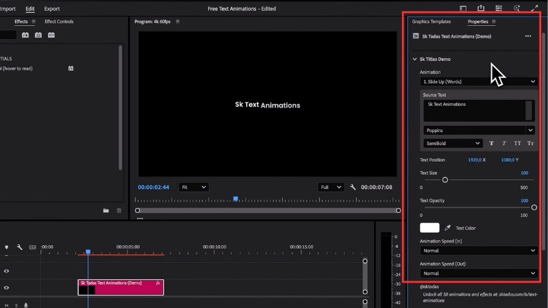 add and edit the text preset