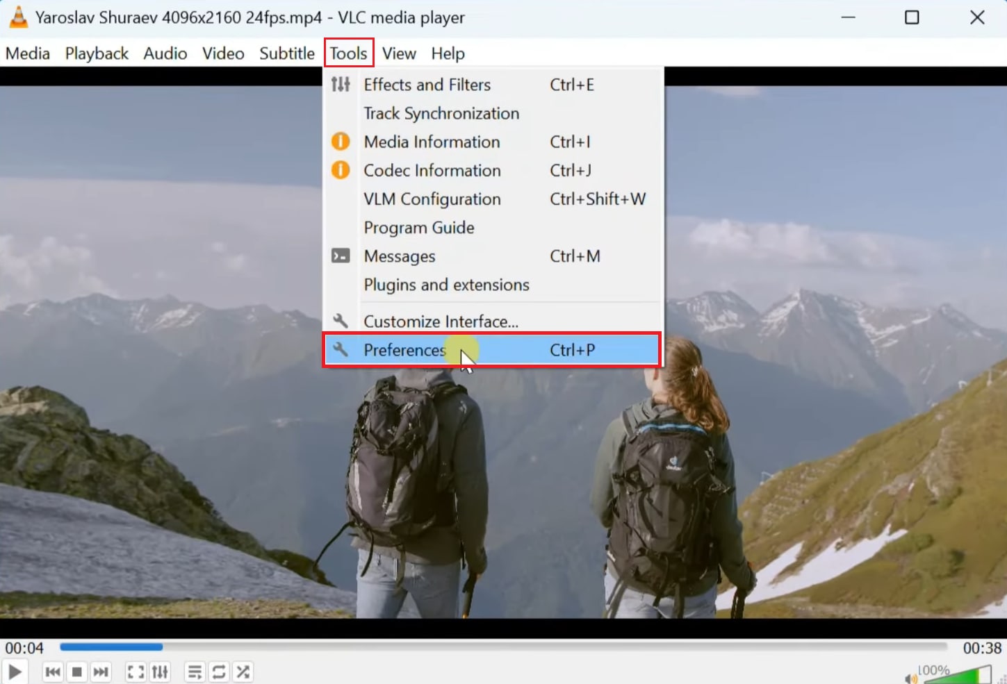 go to tools and select preferences in vlc